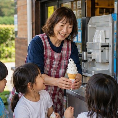 ベルズソフトを受け取る子どもたち